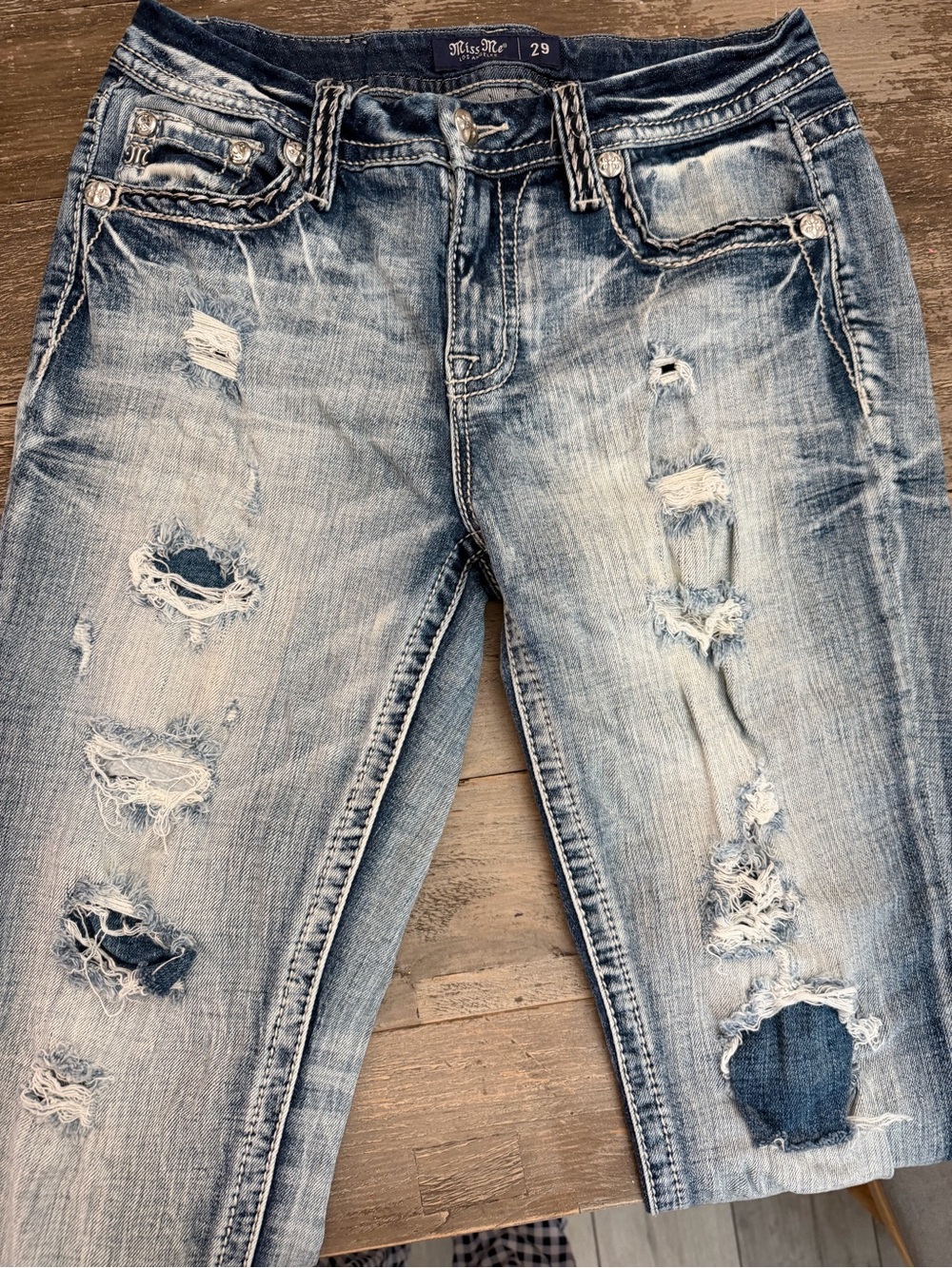 Miss Me Distressed Light Blue Boyfriend Jeans